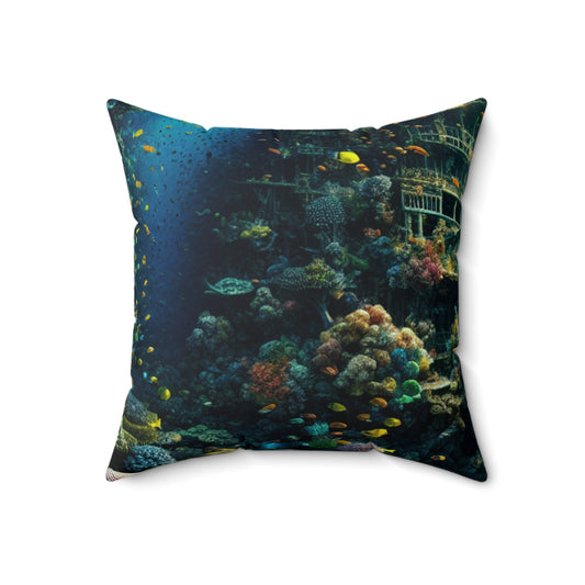 "Whimsical Underwater World"- The Alien Spun Polyester Square Pillow