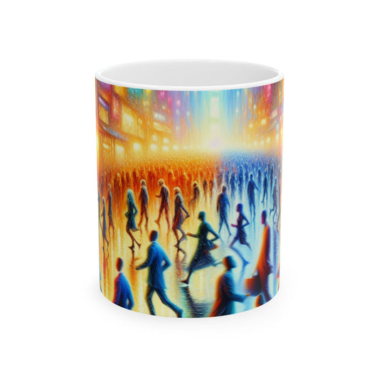 « Paysages nocturnes au néon : une symphonie du chaos urbain » – Tasse en céramique Alien 11 oz