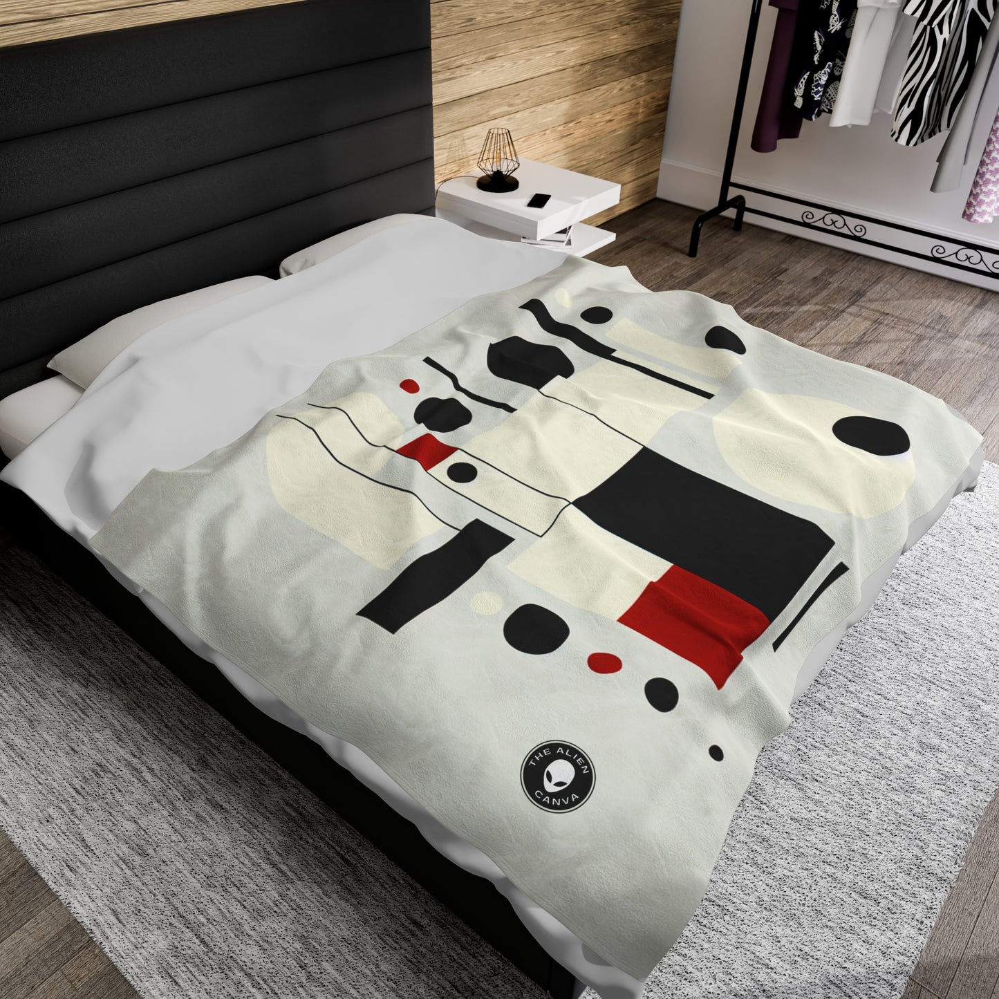 "Dynamic Balance: A Suprematist Exploration" - The Alien Velveteen Plush Blanket Suprematism