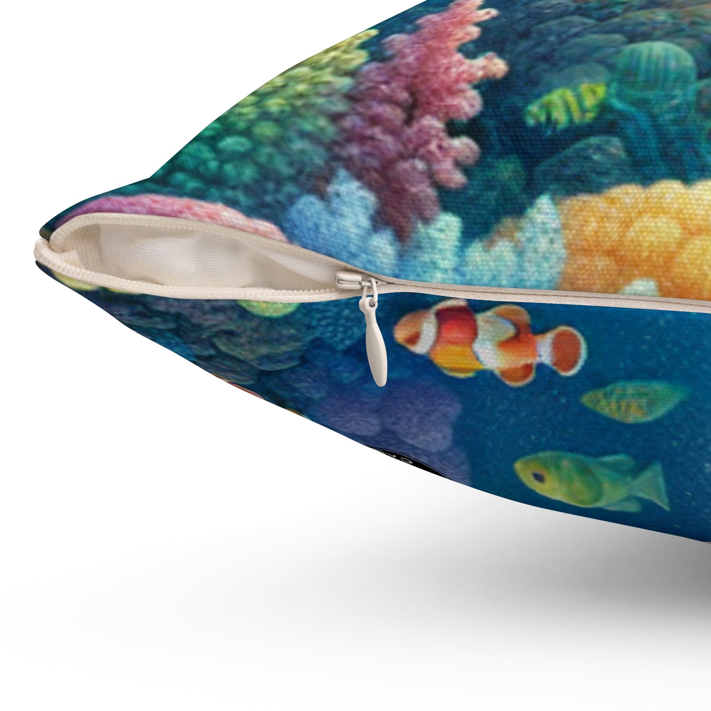 "Mermaid's Magical Coral Ride"- The Alien Spun Polyester Square Pillow