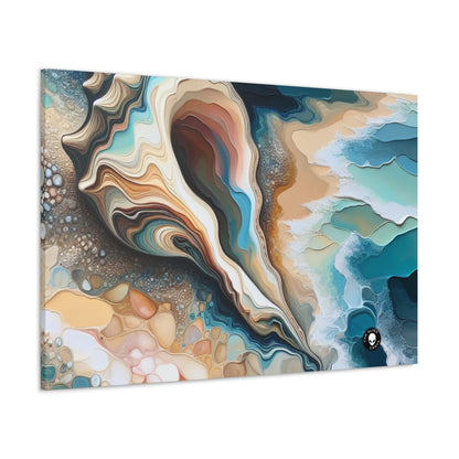 "Una vista de la playa a través de una concha marina" - The Alien Canva Acrylic Pouring