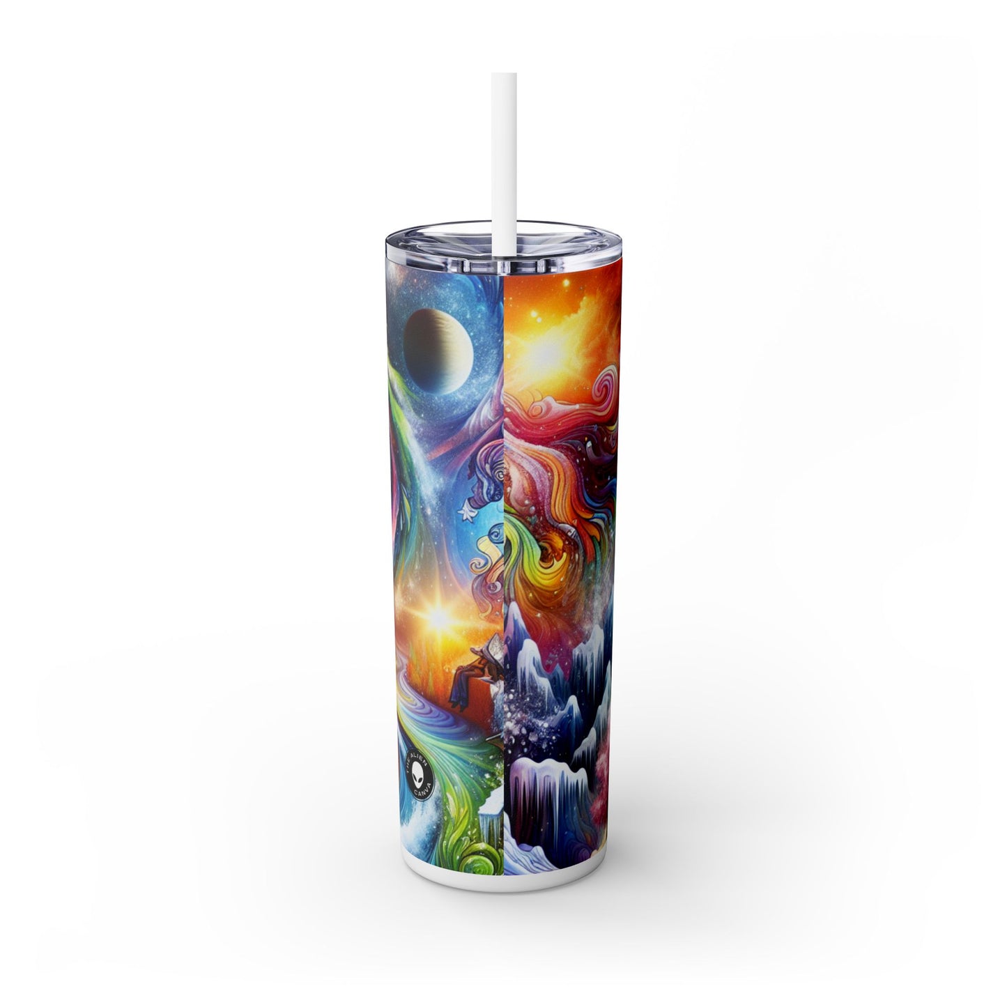 "Chronicles of Change: A Timeless Tapestry" - The Alien Maars® Skinny Tumbler with Straw 20oz