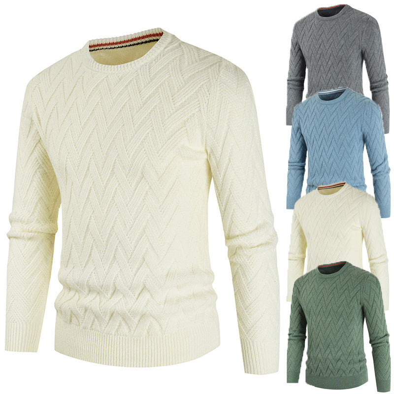 Men's Sweater Solid Color Round Neck Slim Fashion Versatile T-Shirt