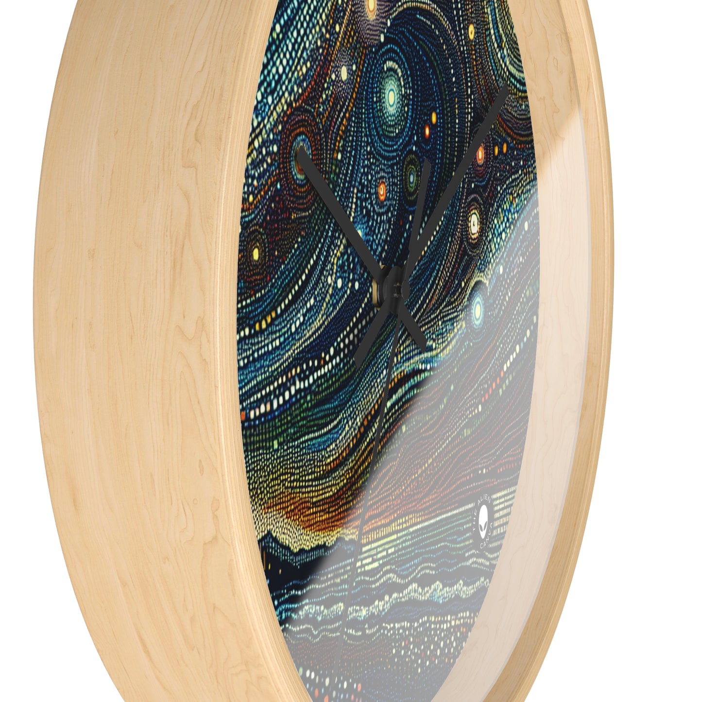 "Starry Dots: A Celestial Mosaic" - El puntillismo del reloj de pared alienígena