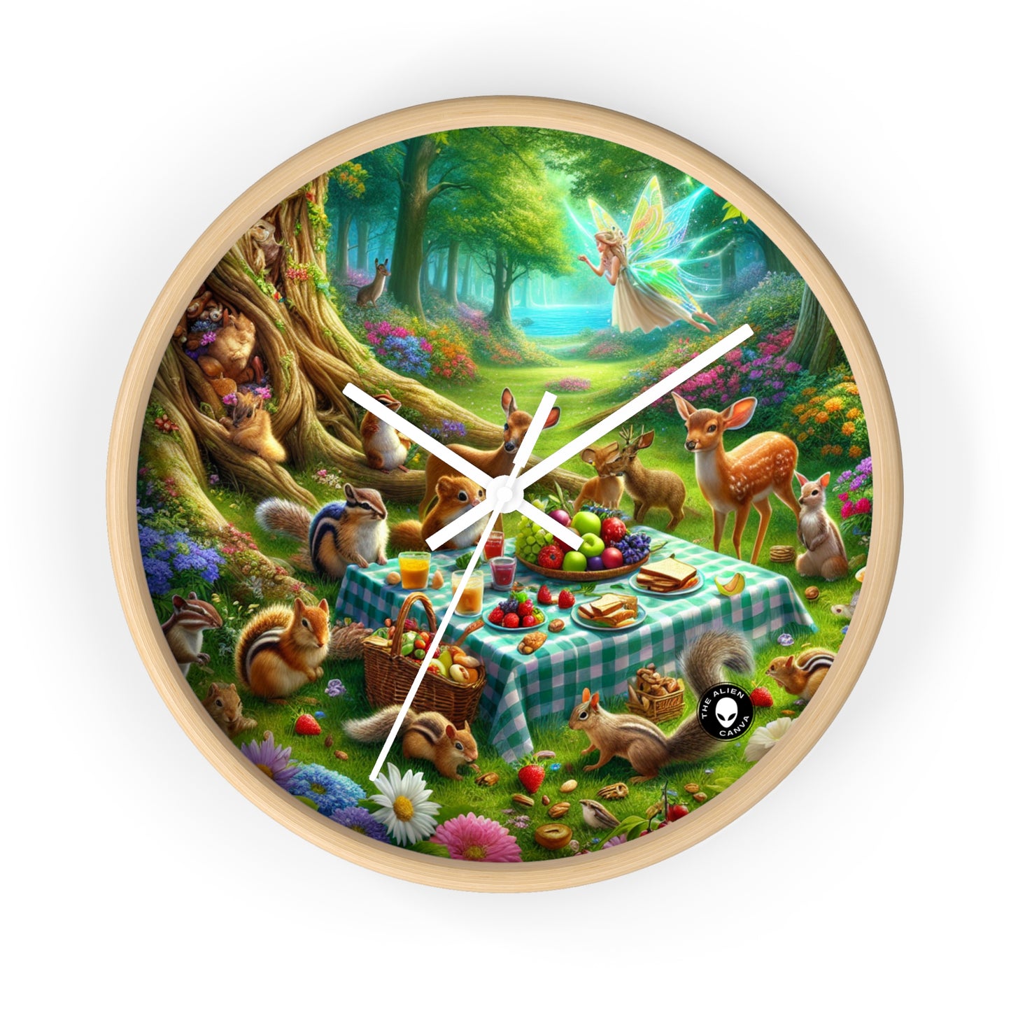 "Enchanted Forest Picnic: A Magical Gathering" - The Alien Wall Clock