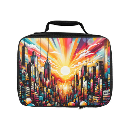 "Cityscape Sunrise" - The Alien Lunch Bag Street Art / Graffiti Style