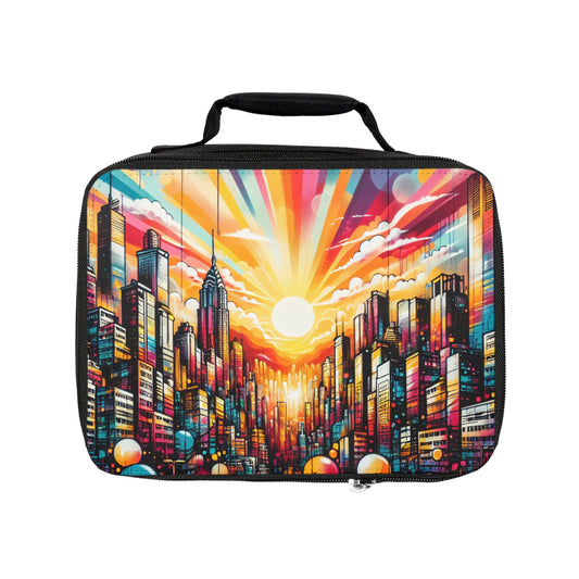 "Cityscape Sunrise" - The Alien Lunch Bag Street Art / Graffiti Style