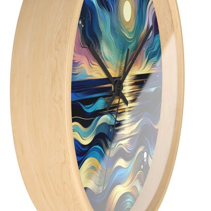 "Midnight Majesty: Abstract Ocean Reflections" - The Alien Wall Clock