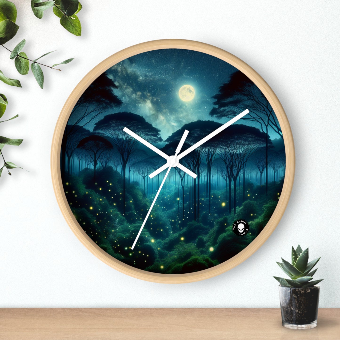 "Moonlit Enchantment" - The Alien Wall Clock