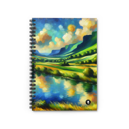 "Serenity at Sunset: An Impressionistic Meadow" - The Alien Spiral Notebook (Ruled Line) Impressionism
