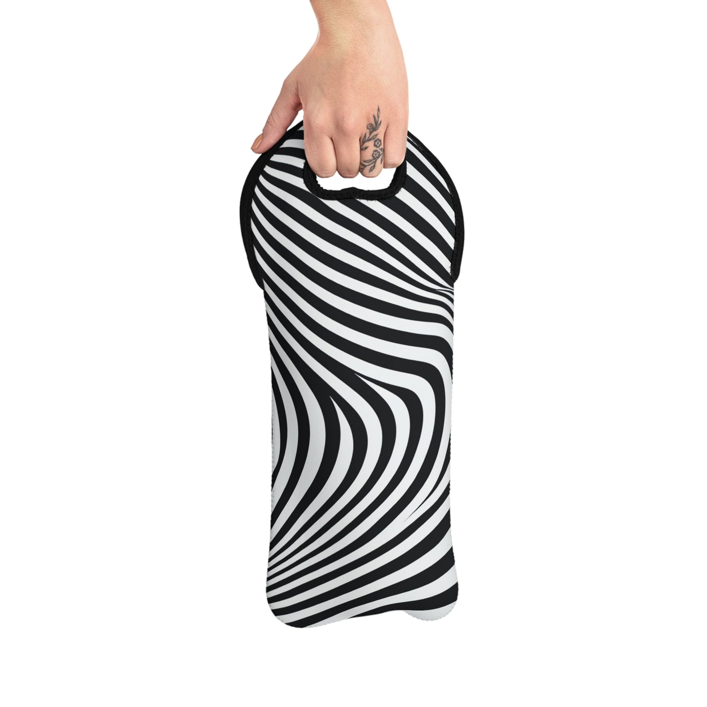 "Optical Illusion Wave" - The Alien Wine Tote Bag Op Art Style