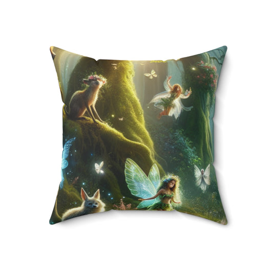 "Enchanted Moonlit Forest"- The Alien Spun Polyester Square Pillow