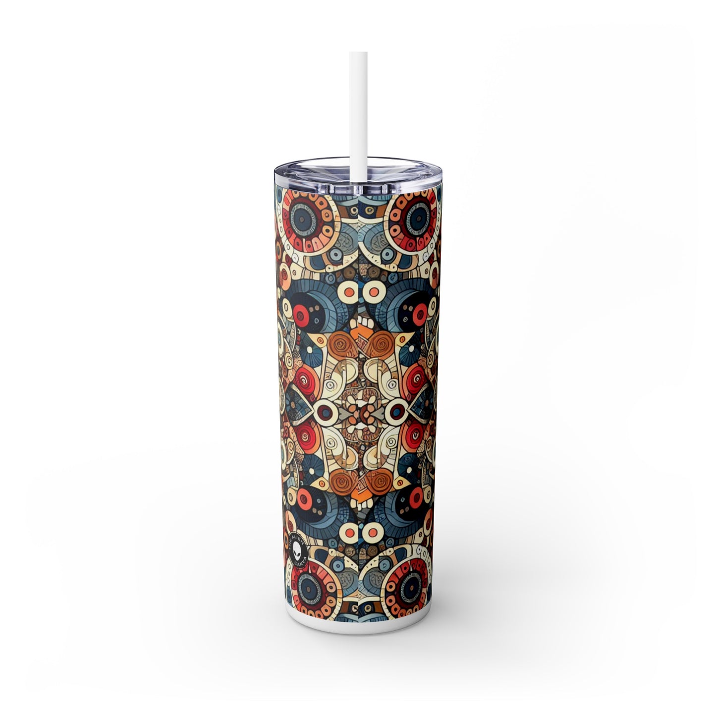 "Nature's Harmony: Floral Mandala Art" - The Alien Maars® Skinny Tumbler with Straw 20oz Pattern Art