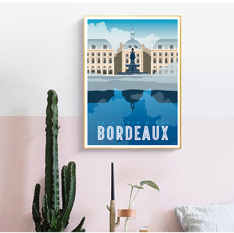 vintage Bordeaux Mural Canvas Wine Country, Affiche de carte touristique