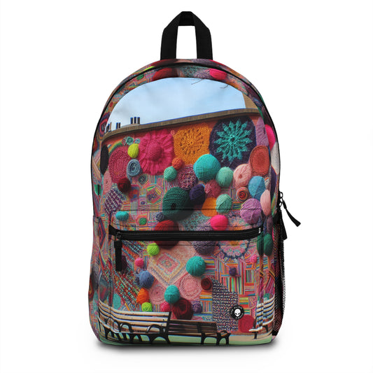 "Yarn of Joy: A Colorful Outdoor Mural" - The Alien Backpack