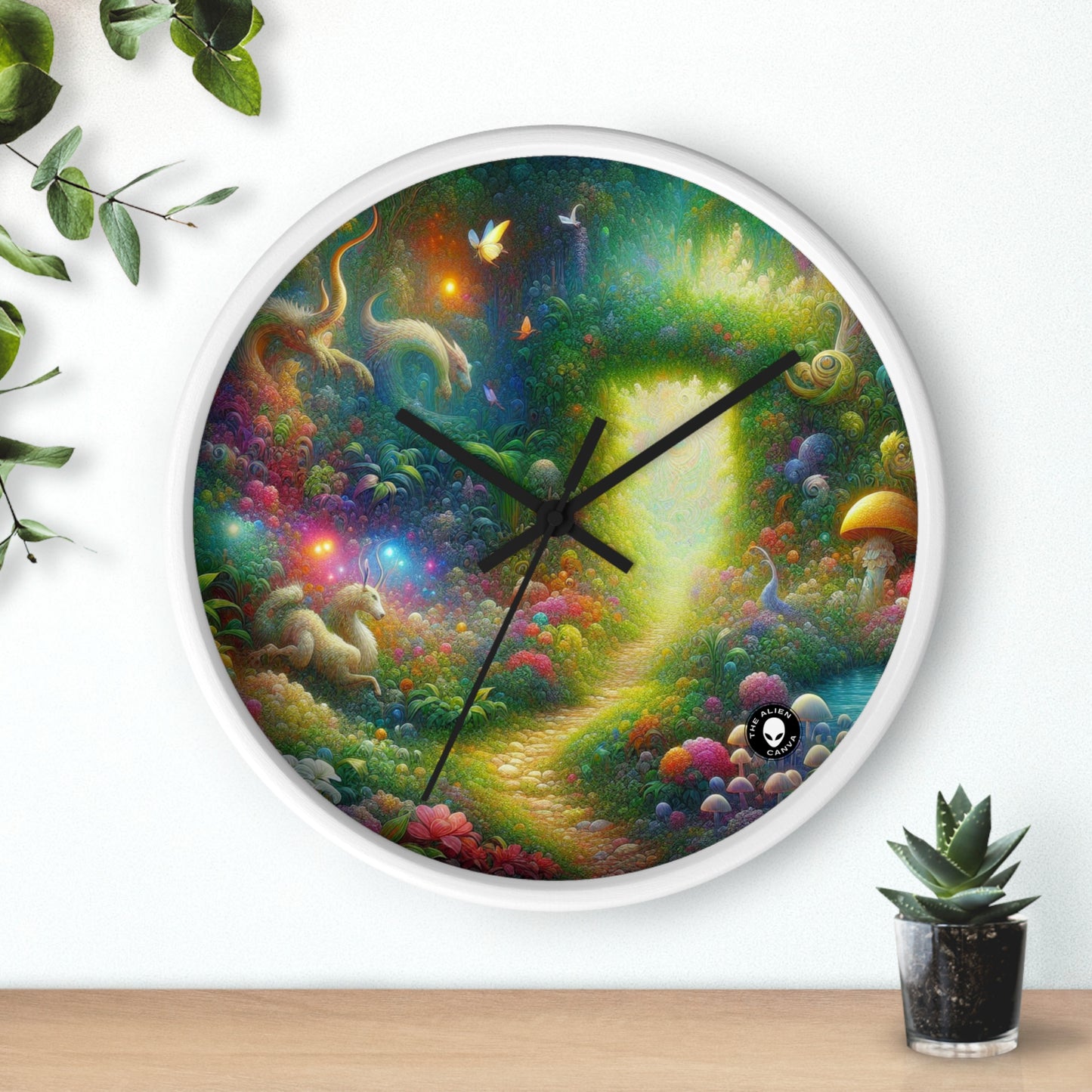 "Jardín Místico del Encanto" - El Reloj de Pared Extraterrestre