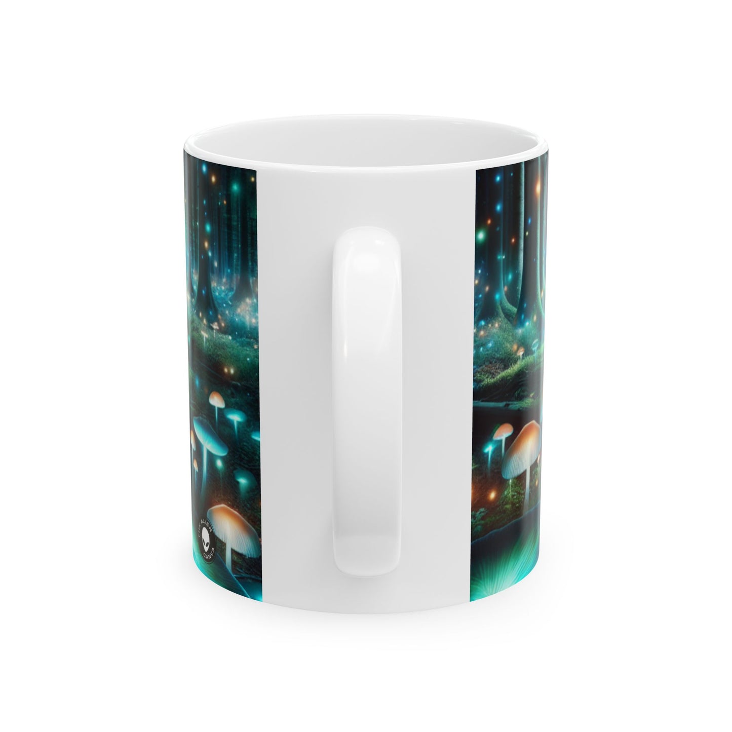 « Nuit enchantée dans la forêt fongique » – Tasse en céramique Alien 11 oz