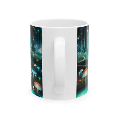 « Nuit enchantée dans la forêt fongique » – Tasse en céramique Alien 11 oz