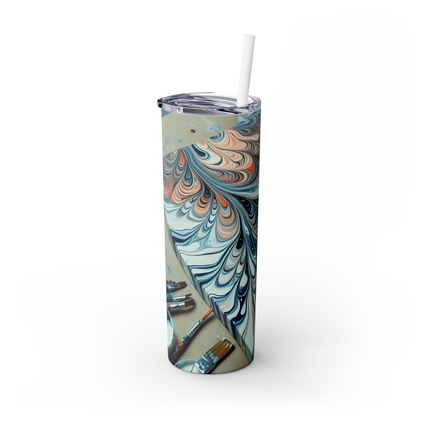 « Incliner la toile : Exploration du versage acrylique » - The Alien Maars® Skinny Tumbler avec paille 20oz Acrylique Pouring Style