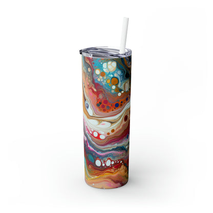 "Couleurs cosmiques : création d'une coulée acrylique fascinante inspirée des nébuleuses célestes" - The Alien Maars® Skinny Tumbler avec paille 20oz Acrylique Pouring