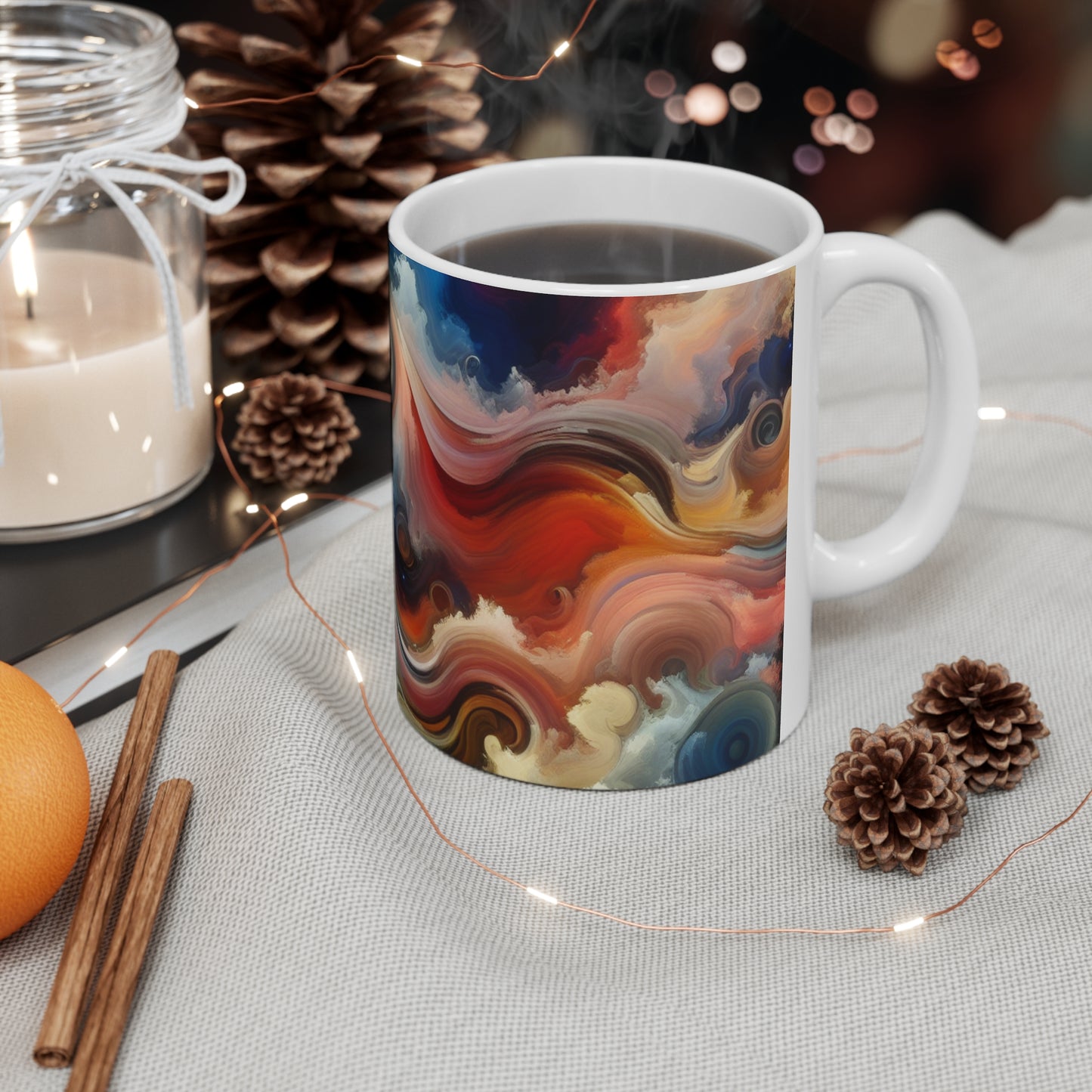 "Chaotic Balance: A Universe of Color" - The Alien Ceramic Mug 11oz Abstract Art Style