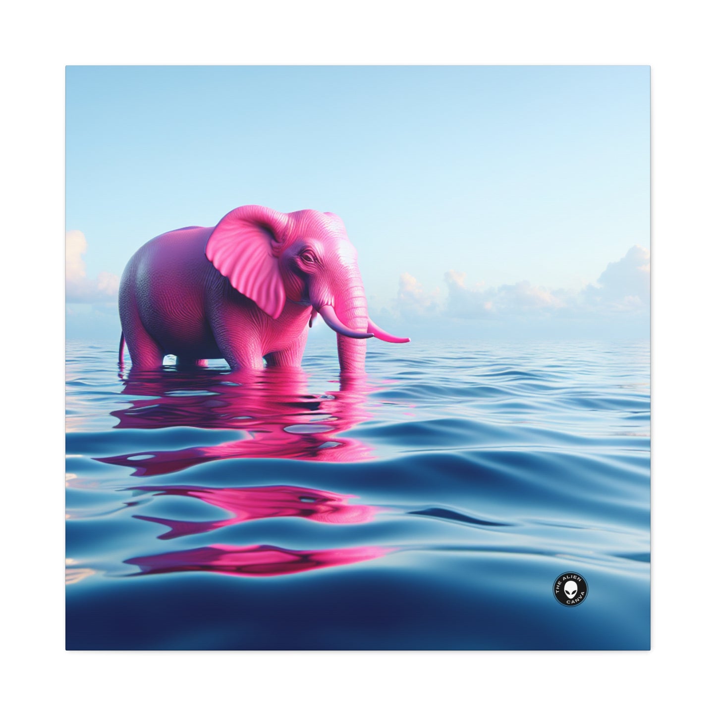 "The Pink Elephant in the Deep Blue Sea" - The Alien Canva A pink elefant floating in the ocean