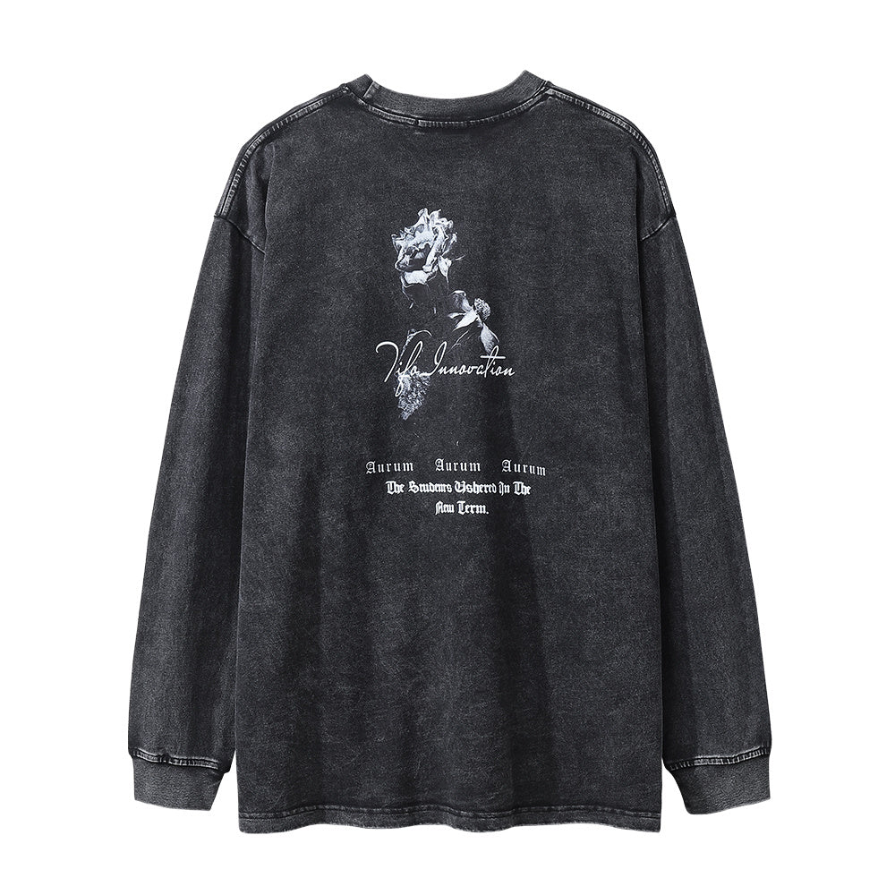 Men's Rose Character Printed Long-sleeved T-shirt