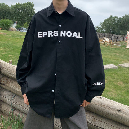 Chemise à manches longues pour hommes avec lettres imprimées de grande taille