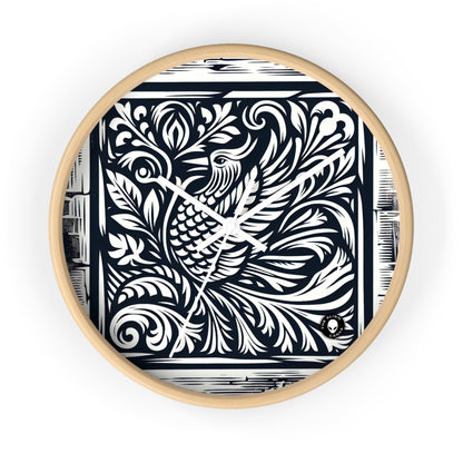 "Elements in Unison: A Woodcut Exploration" - The Alien Wall Clock Woodcut Printing