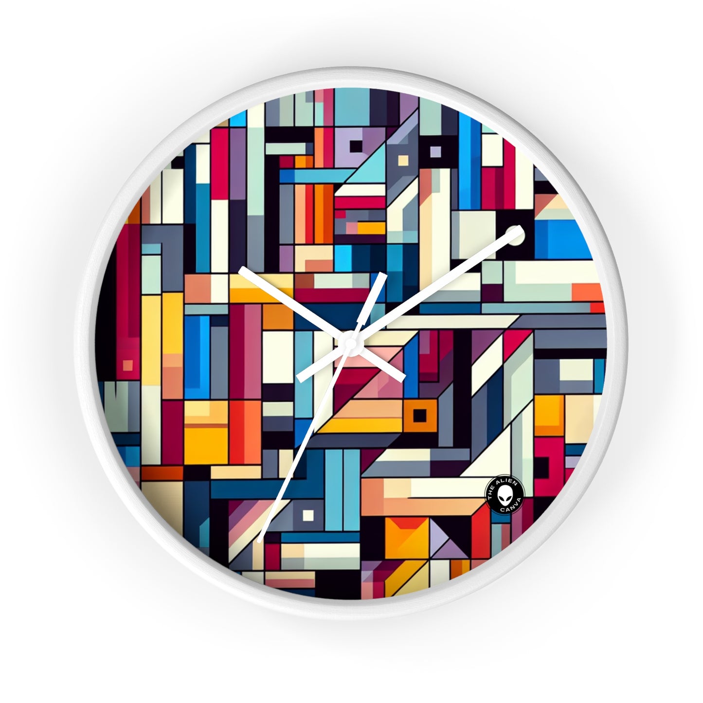 "Futuristic Cityscape: A Geometric Perception" - The Alien Wall Clock Hard-edge Painting