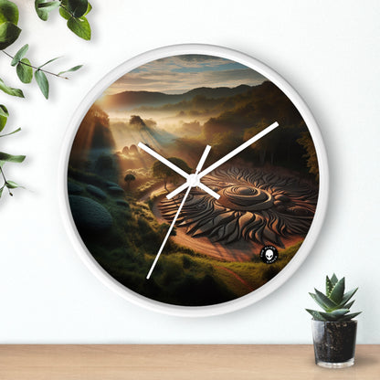 "Tapiz de la naturaleza: instalación de arte geométrico armonioso" - El reloj de pared alienígena Land Art