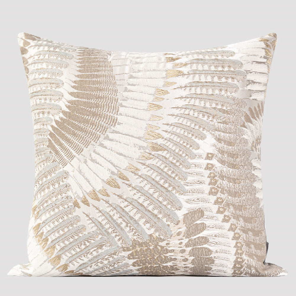 Abstract Feather Embroidered Cushion Throw Pillow