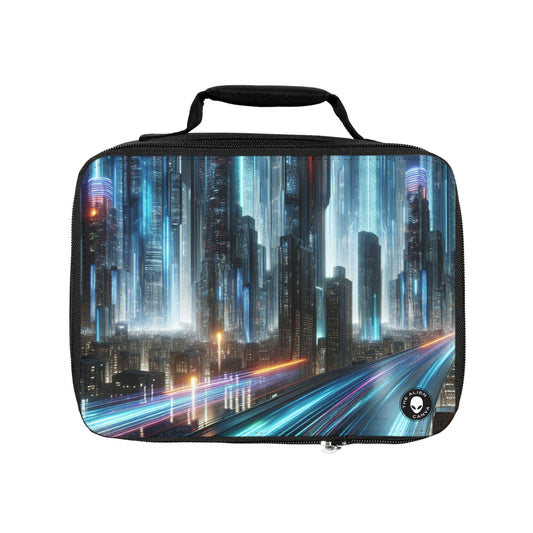 "Neon Nightscapes: A Futuristic City Adventure"- The Alien Lunch Bag