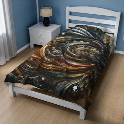 "Bio-Mech Cityscape: Harmonious Fusion" - The Alien Velveteen Plush Blanket Bio-mechanical Art