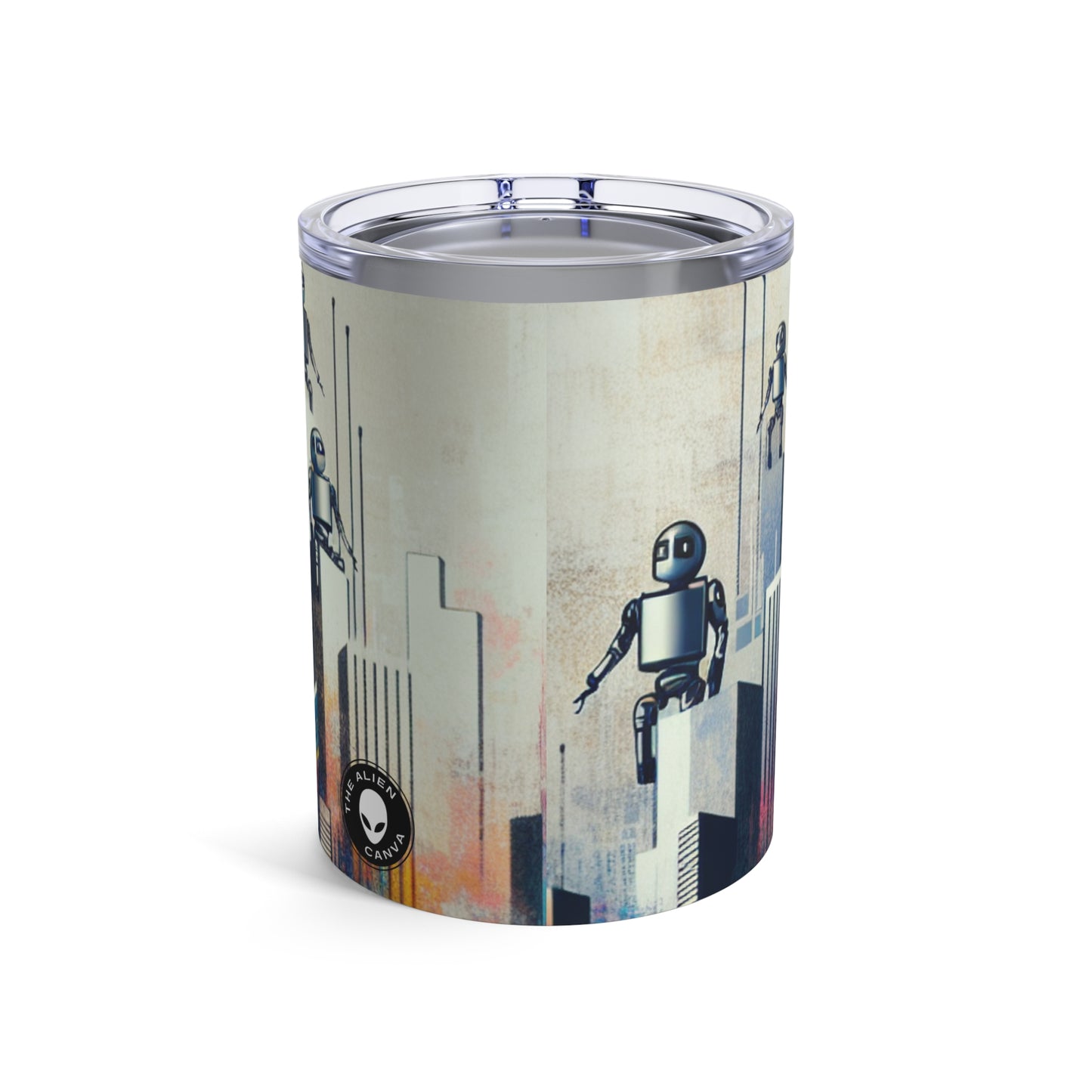 "Robotic Cityscape: A Futuristic Mural" - The Alien Tumbler 10oz Street Art / Graffiti