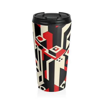 "Futuristic Metropolis: A Constructivist Expression of Urban Technology" - The Alien Stainless Steel Travel Mug Constructivism