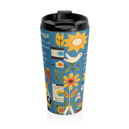 "Innocent Adventures: Whimsical Jungle Explorer" - The Alien Stainless Steel Travel Mug Naïve Art