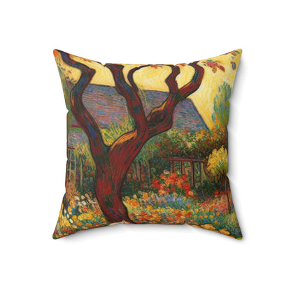 "Fauvist Garden Oasis" - The Alien Spun Polyester Square Pillow Fauvism Style