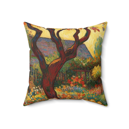 "Fauvist Garden Oasis" - The Alien Spun Polyester Square Pillow Fauvism Style
