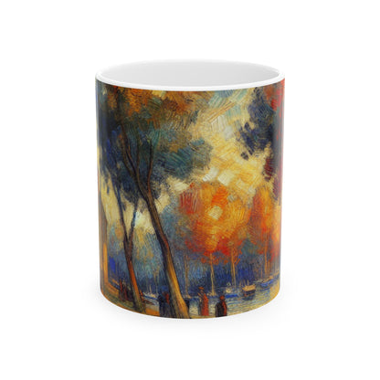 "Soirée pluvieuse : un paysage urbain postimpressionniste" - La tasse en céramique Alien 11oz Post-impressionnisme