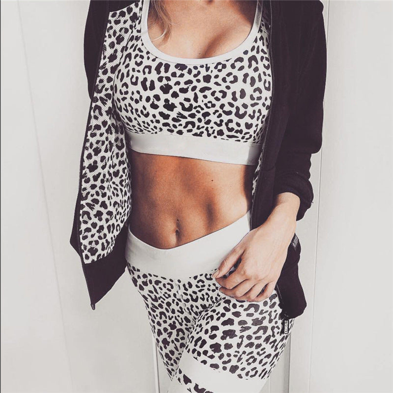 Chaleco traje deportivo de yoga con estampado de leopardo