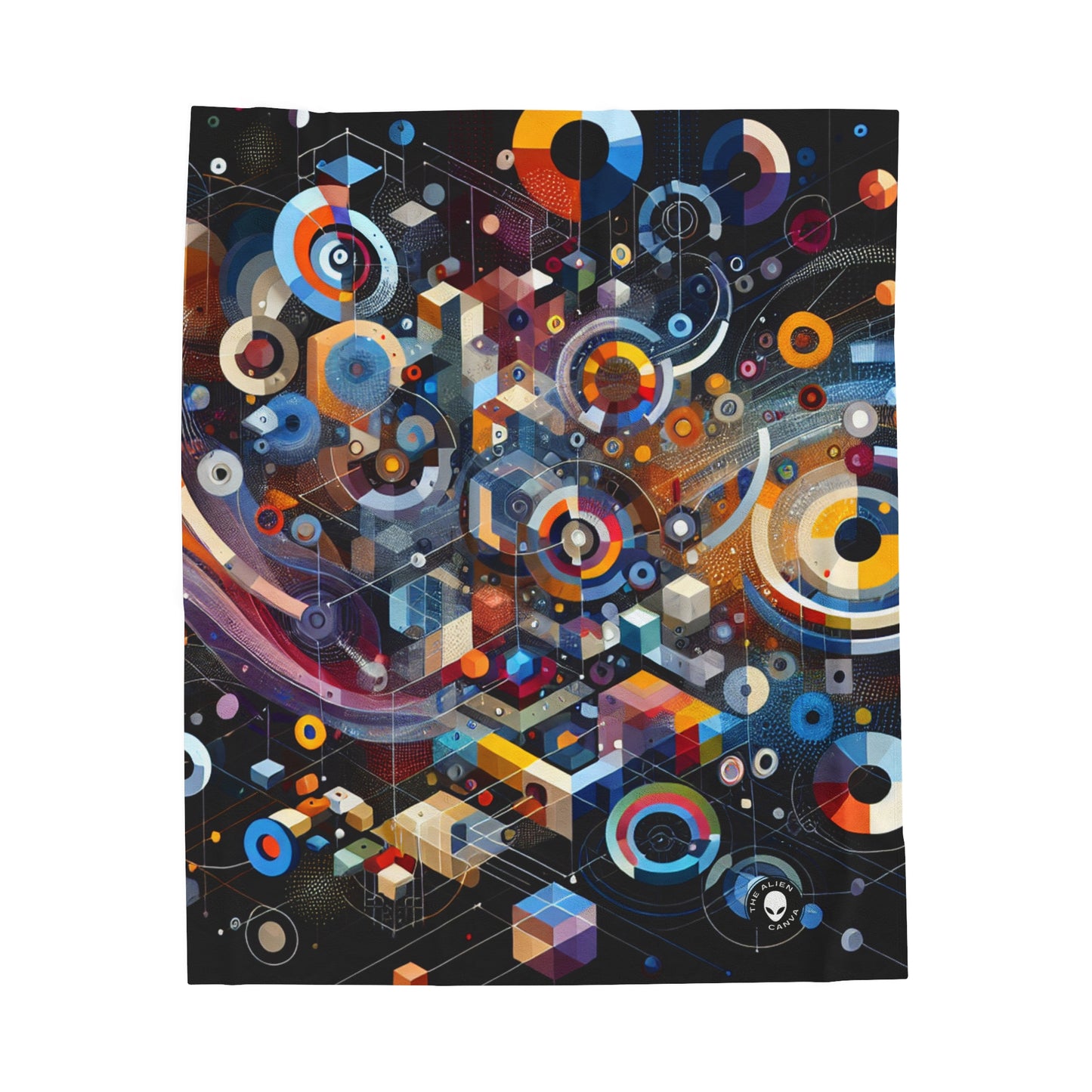 "A Geometric Moment In Time" - The Alien Velveteen Plush Blanket Digital Art