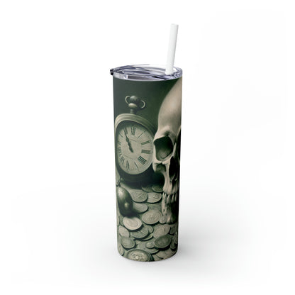 "Lingering Decay" - The Alien Maars® Skinny Tumbler with Straw 20oz Vanitas Painting Style