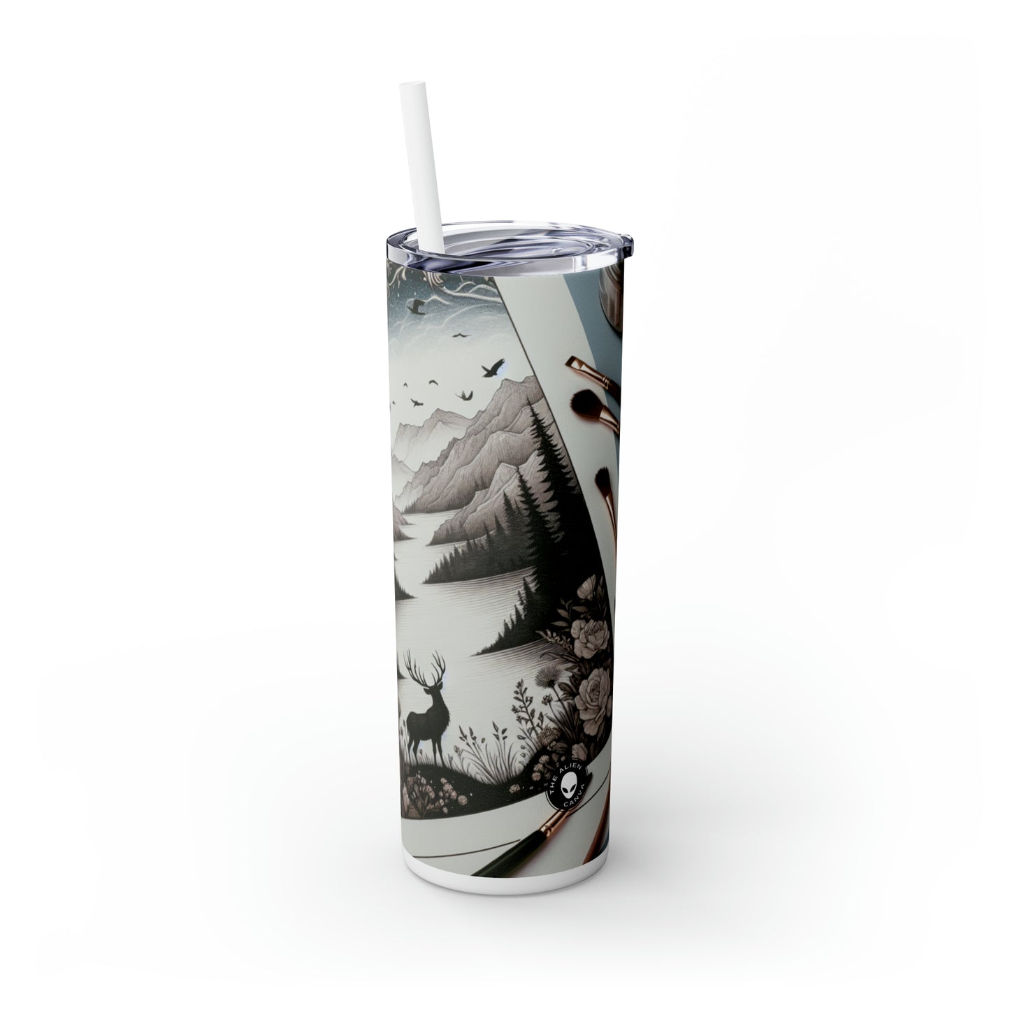 "Twilight Serenity: A Romantic Landscape" - The Alien Maars® Skinny Tumbler with Straw 20oz Romanticism