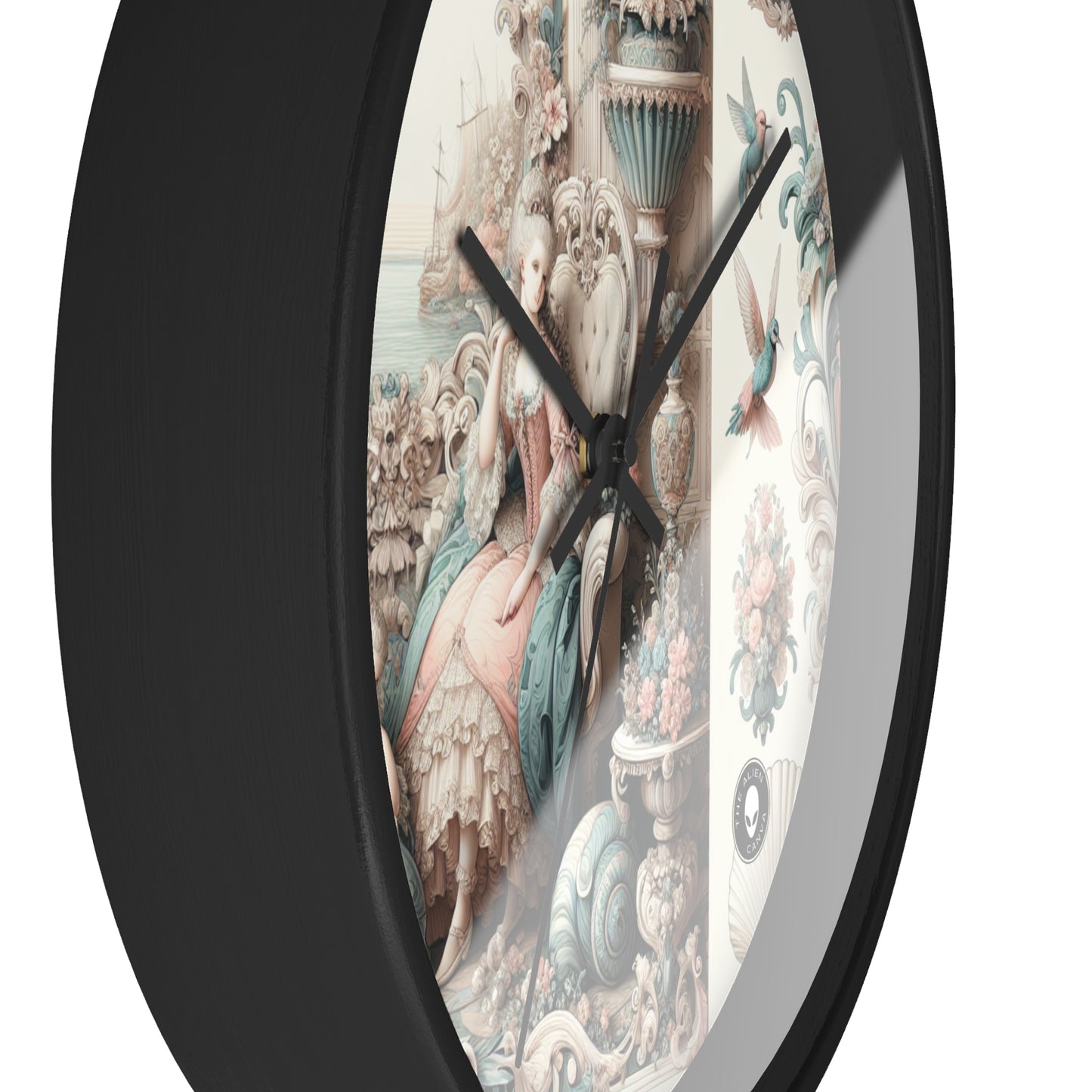 "Enchantement dans les jardins pastel : Rococo Fairy Princess" - L'horloge murale Alien Rococo