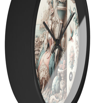 "Enchantement dans les jardins pastel : Rococo Fairy Princess" - L'horloge murale Alien Rococo