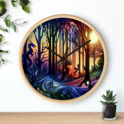 "Crepúsculo místico: criaturas en el bosque" - El reloj de pared alienígena