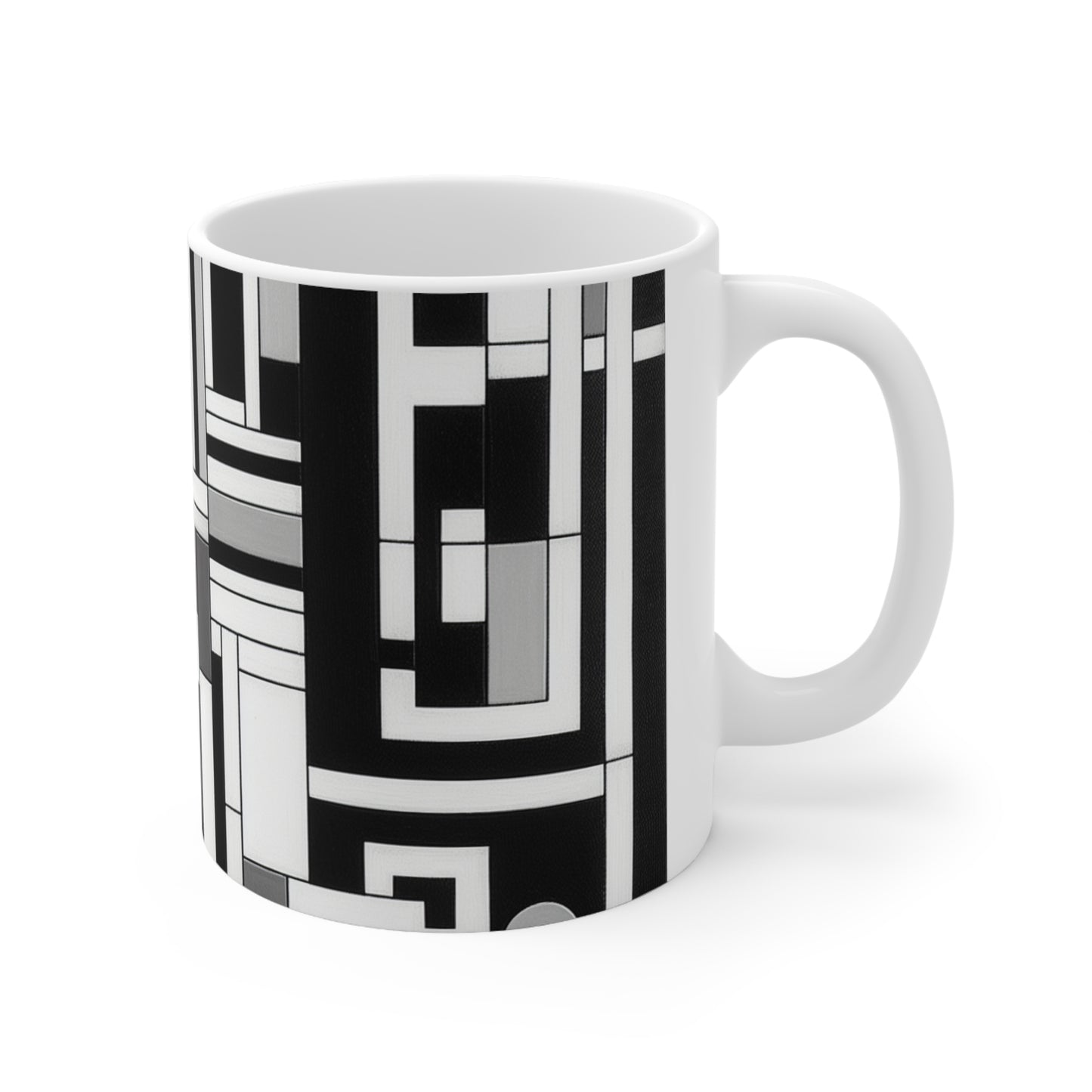 "De Stijl en blanco y negro" - Taza de cerámica The Alien 11oz Estilo De Stijl