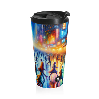 "Neon Nightscapes: A Symphony of City Chaos" - The Alien Stainless Steel Travel Mug