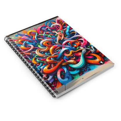 "Urban Vibe: A Graffiti Cityscape" - The Alien Spiral Notebook (Ruled Line) Graffiti Art